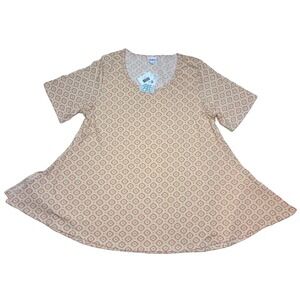 LuLaRoe Womens Top Size 2XL Perfect T White Gold Peach Diamonds 2X‎ XXL NWT